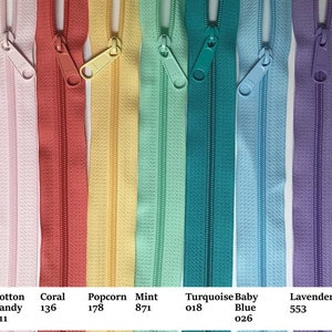 100 Zippers Ykk 4.5mm Purse Zippers with Long Handbag Pulls Your Choice of Colors available in 9, 12, 14, 16, 18 or 24 inches image 2