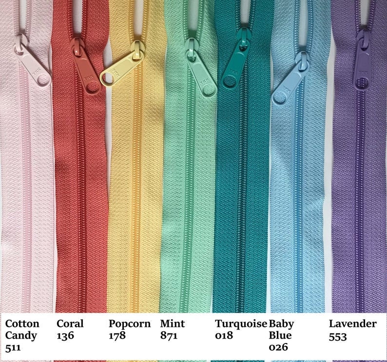 100 Zippers Ykk 4.5mm Purse Zippers with Long Handbag Pulls Your Choice of Colors available in 9, 12, 14, 16, 18 or 24 inches image 2