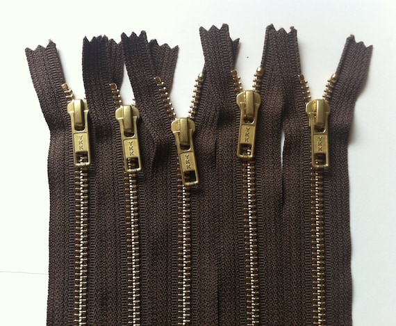 NUMBER 5s -brass Zippers- Closed Bottom Ykk Gold Colored Metal