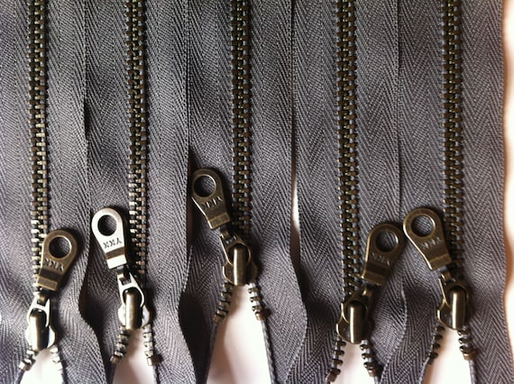 7 inch Metal Zipper Beige Ivory 7” Silver Brass Metal Heavy Duty Zippers  Non Separating Sewing Zipper Craft Zippers