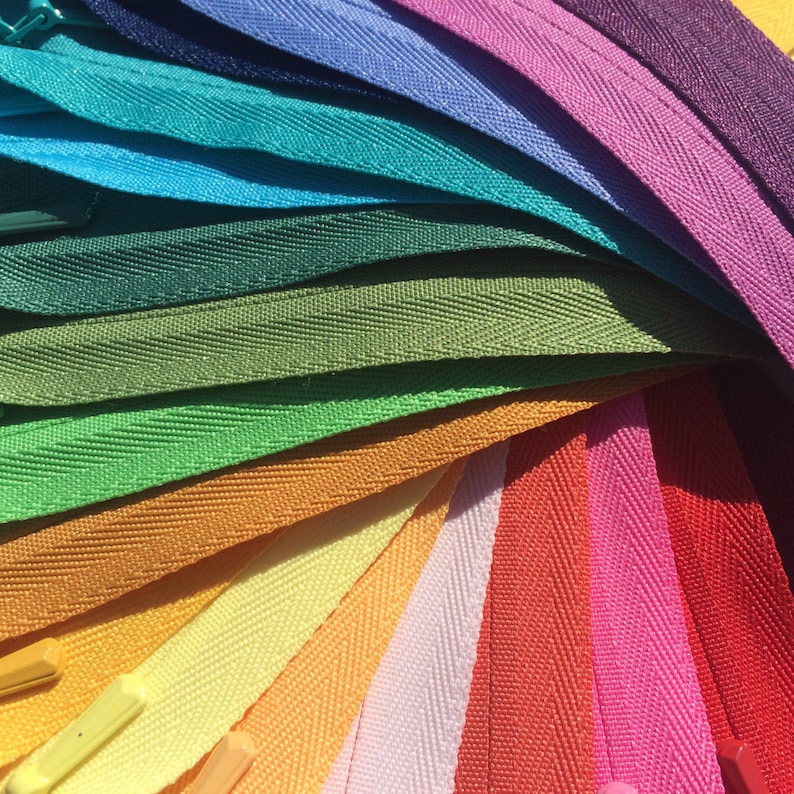 YKK Invisible Zippers- 25 assorted- Mixed lot of colors- brights, lights, darks, and neutrals- Available in 9,14,16,18 and 22 Inches image 3