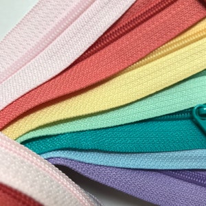 YKK Zipper Long Pull Pastel Sampler Pack Available in 18 and 30 inch double OR 9, 12, 14, 16, 18 or 24 inch single pull 7pcs image 3