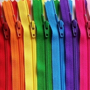 Ykk Zipper Rainbow Sampler Pack 10 zippers available in 3,4,5,6,7,8,9,10,12,14,16,18 and 22 inches image 1