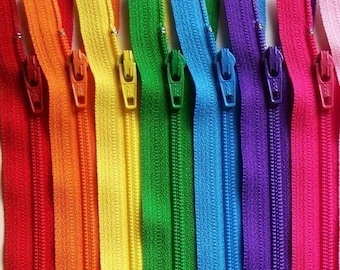 Ykk Zipper Rainbow Sampler Pack 10 zippers- available in 3,4,5,6,7,8,9,10,12,14,16,18 and 22 inches