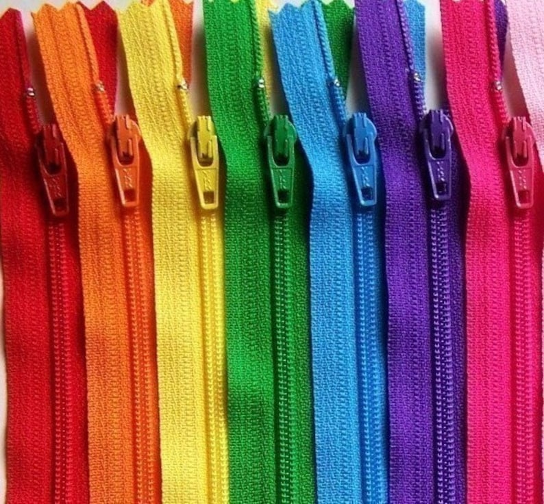 Ykk Zipper Rainbow Sampler Pack 10 zippers available in 3,4,5,6,7,8,9,10,12,14,16,18 and 22 inches image 1