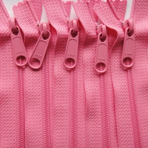 YKK Zippers Long Handbag Pull Purse Zippers Color 515 Princess Pink 5 Pieces Available in 7,8,9,10,12,14,16,18 and 24 inches image 2