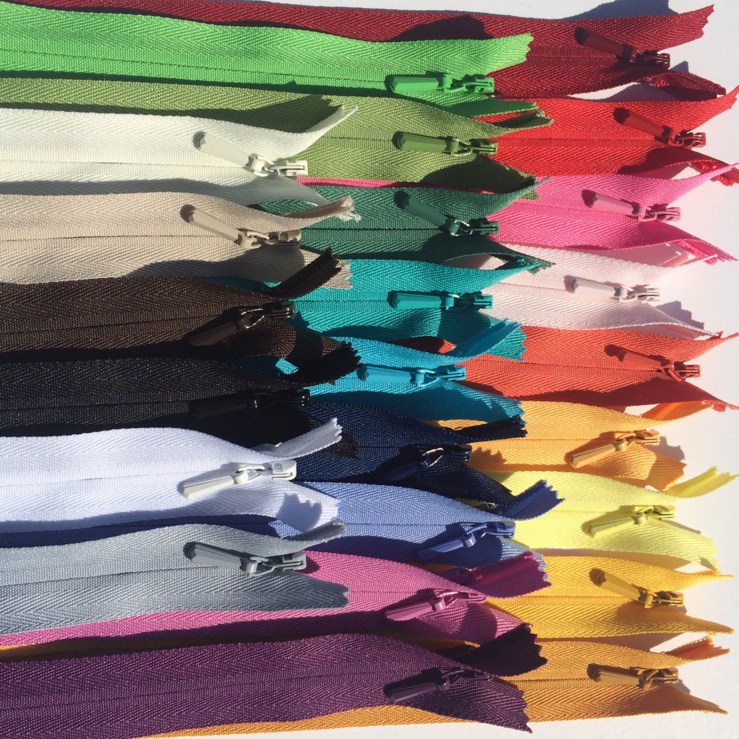 YKK Invisible Zippers- 25 assorted- Mixed lot of colors- brights, lig…
