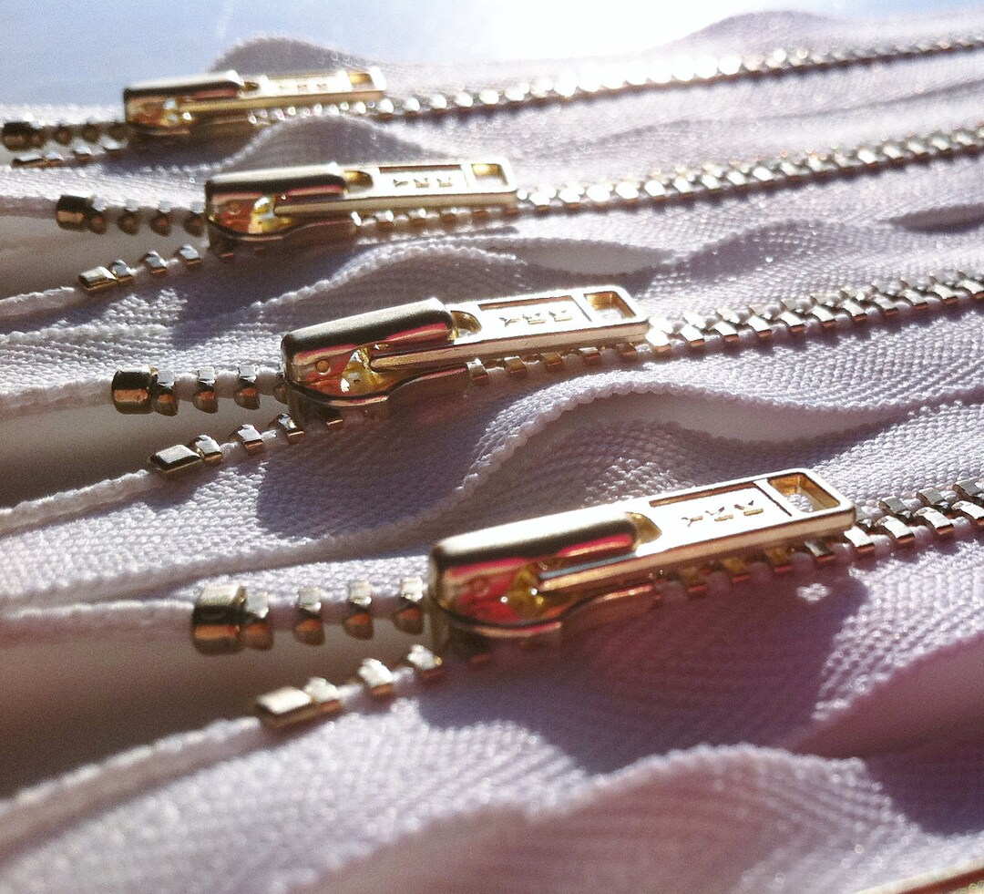 Brass Zippers- YKK Metal Teeth Zips- (5) Pieces - White 501