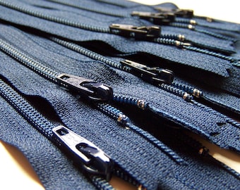 Ten 16 Inch Navy Blue Ykk Zippers Color 919