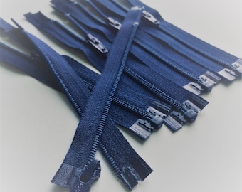 3mm Nylon Coil YKK Separating Zippers Color 919 Navy - 5pcs - Available in 5 and 10 Inches