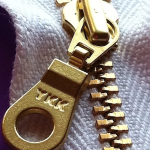 Special Price Wholesale 100 Brass or Nickel Metal Zippers YKK Organic Available in 4,5,6,7,8,9,10,11,12,14,16,18,20,22,24 Inches image 1