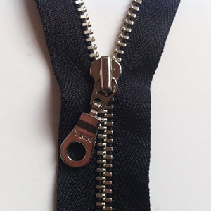 YKK metal zippers silver nickel teeth and donut pull 5pcs Black 580 Available in 4, 5, 6, 7, 8, 9,10,11,12,14,16,18,20 or 22 inches image 3
