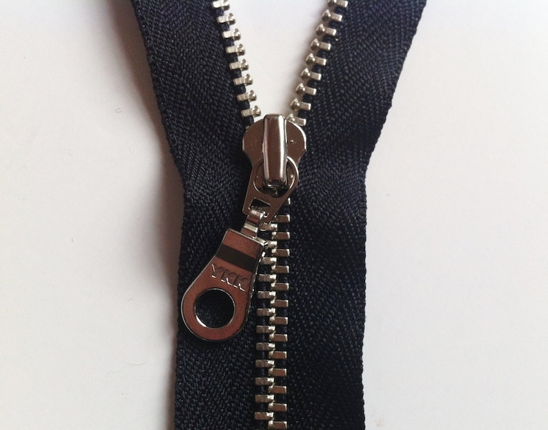 YKK metal zippers silver nickel teeth and donut pull 5pcs Black 580 Available in 4, 5, 6, 7, 8, 9,10,11,12,14,16,18,20 or 22 inches image 3