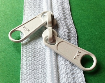 24 Inch 4.5mm YKK Zippers Color 501 WHITE with Double Pull- Head to Head Sliders