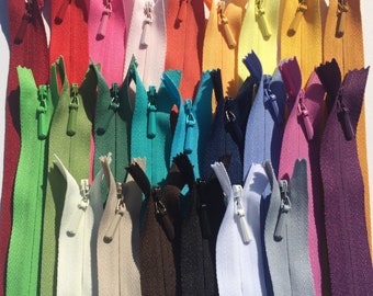 Cremalleras invisibles YKK - 25 unidades surtidas - Lote de colores variados: brillantes, claros, oscuros y neutros - Disponibles en 9, 14, 16, 18 y 22 pulgadas