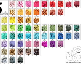 25 Mix and Match 5 Inch YKK 3mm Coil Zippers- Your choice of Color- Choose from 65 colors-