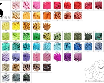 50pc 6 Inch 3mm YKK Coil Zippers - Mix and Match from 65 Colors