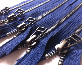 Clearance Sale - YKK metal zippers - antique brass finish DHR style pull- (5) pieces - Navy 919- Available in 7,8,9,10,12,14, and 16 inches