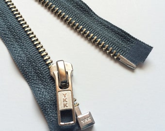 SEPARATING Metal Zippers- YKK nickel teeth zips- (1) piece - Slate Gray 914- Available in 10, 14, 18 and 22 inches