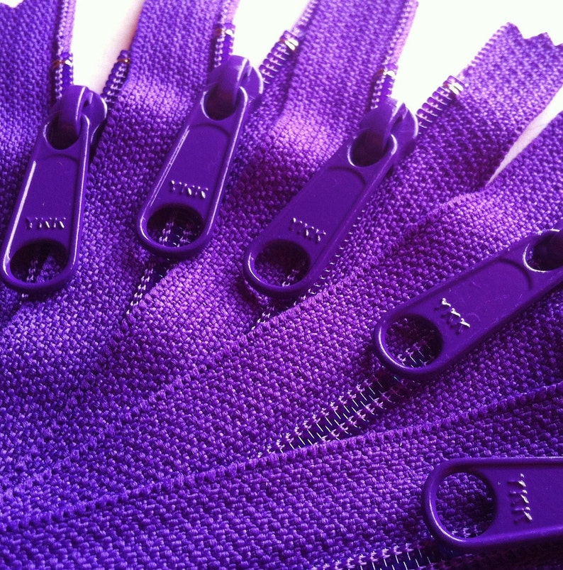 100 Zippers Ykk 4.5mm Purse Zippers with Long Handbag Pulls Your Choice of Colors available in 9, 12, 14, 16, 18 or 24 inches image 5