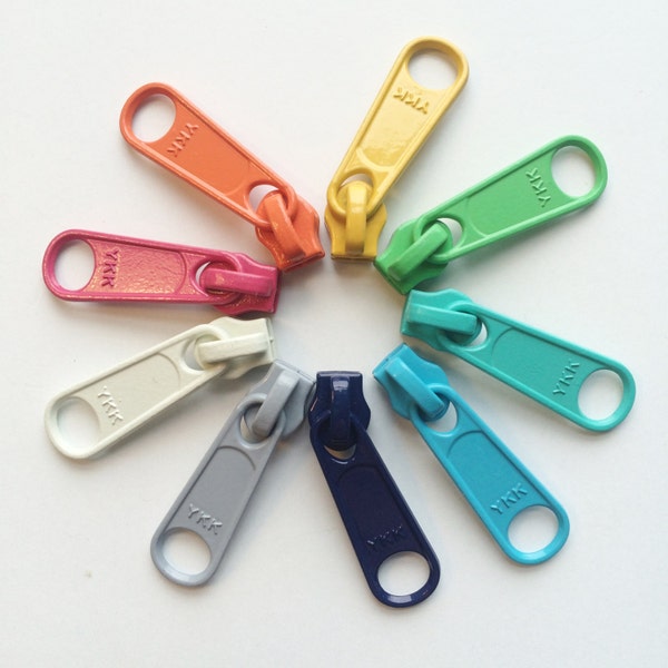 YKK Long Pull Zipper Heads- 4.5mm loose sliders/pulls - choose your amount and colors -