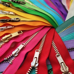 Mega Metal Zipper Stash Builder Sampler Set Variety of all sizes and types of YKK Metal Zippers 45 Zippers Total image 5