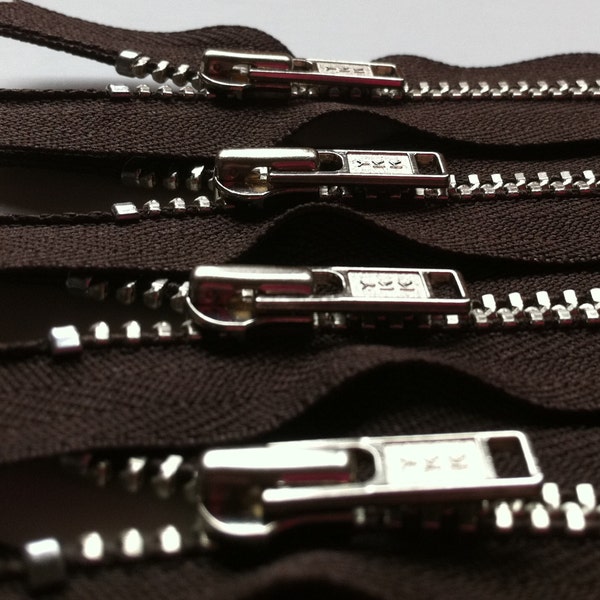 CLEARANCE SALE -6 inch closed bottom ykk nickel teeth metal zippers - Autumn Brown 141