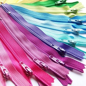 100 Mix and Match 5 Inch YKK Zippers Choose your own colors cherry cranberry bright orange green yellow black white vanilla bubble gum pink image 3