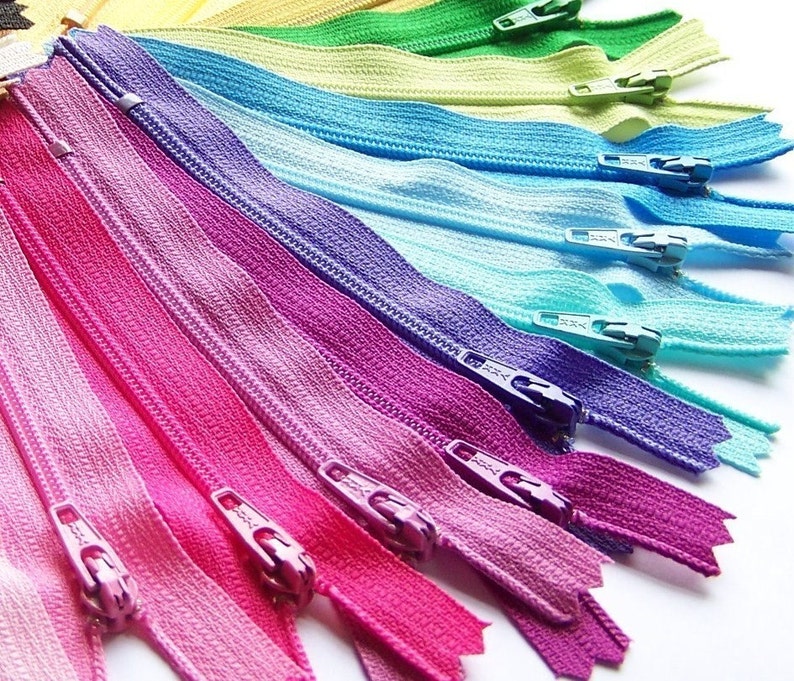 100 Mix and Match 5 Inch YKK Zippers Choose your own colors cherry cranberry bright orange green yellow black white vanilla bubble gum pink image 3