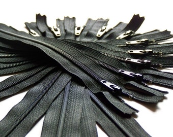 Twenty-five 12 Inch Black YKK Zippers Color 580