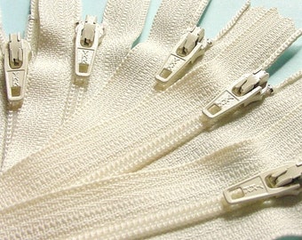 Clearance - 11 Inch YKK 3mm closed bottom coil zippers- Wholesale 100 Pieces- available in white, vanilla or autumn brown