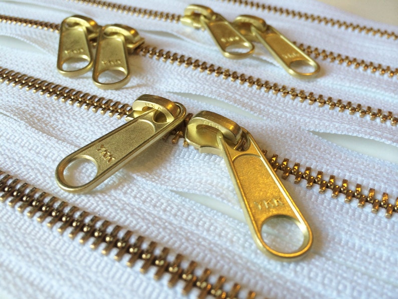 ONE 30 Inch Brass YKK Metal Zipper With Two Long Pull Head to Etsy