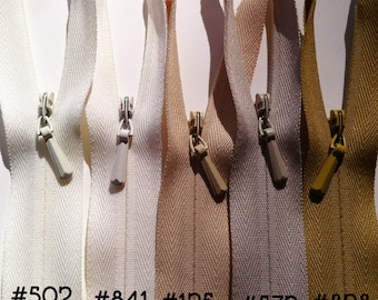 Cremalleras YKK INVISIBLES - Venta al por mayor - 100 piezas todas del mismo tamaño y color - Disponibles en 9, 12, 14, 16, 18, 20 y 22 pulgadas - Tu elección