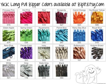 Clearance - WHOLESALE- 100pcs- YKK Purse Zippers 4.5mm with a Long Handbag Pulls- discontinued sizes, colors 7,8,10,14 inches