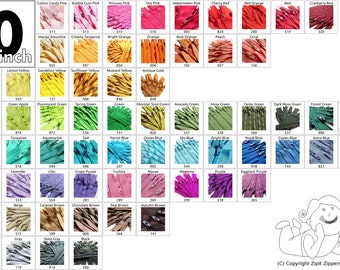 YKK Zippers 10 Inch (5) Pieces Your Choice Mix and Match- Choose from 65 light, bright, dark, and neutral vibrant colors