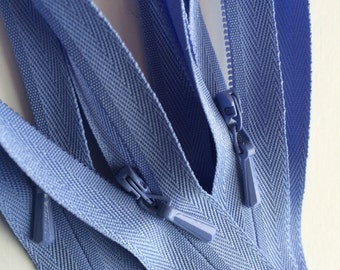 INVISIBLE Zippers- YKK Color 248 Periwinkle- 5 Pieces- Currently available in 9, 18 or 22 Inch