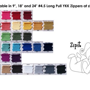 YKK Purse Zippers 4.5mm with a Long Handbag Pulls You choose colors and size 10 Zippers 9,12,14,16,18, or 24 inches image 8