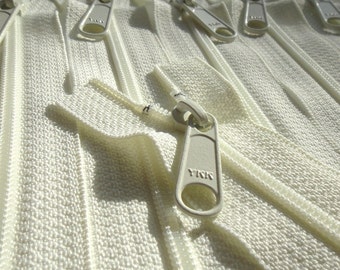 YKK Long Handbag Pull Purse Zippers- 5 Pcs-  Color 502 IVORY- Available in 7,8,9,10,12,14,16,18 and 24 Inches