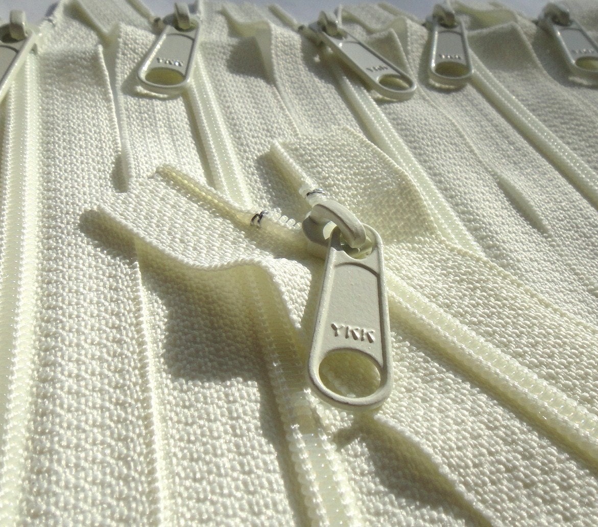 YKK Long Handbag Pull Purse Zippers- 5 Pcs-  Color 502 IVORY- Availab…
