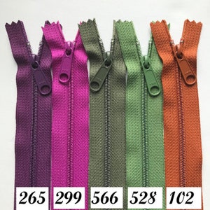 100 Zippers Ykk 4.5mm Purse Zippers with Long Handbag Pulls Your Choice of Colors available in 9, 12, 14, 16, 18 or 24 inches image 4