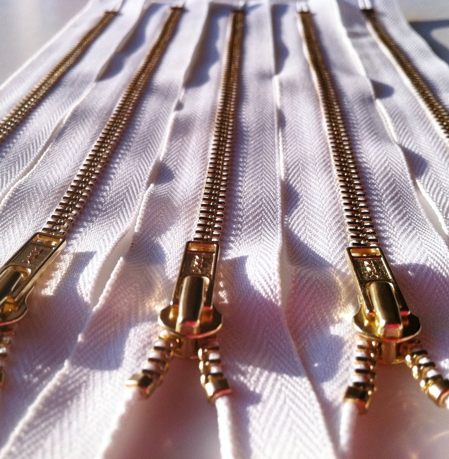 Brass Zippers- YKK Metal Teeth Zips- (5) Pieces - White 501