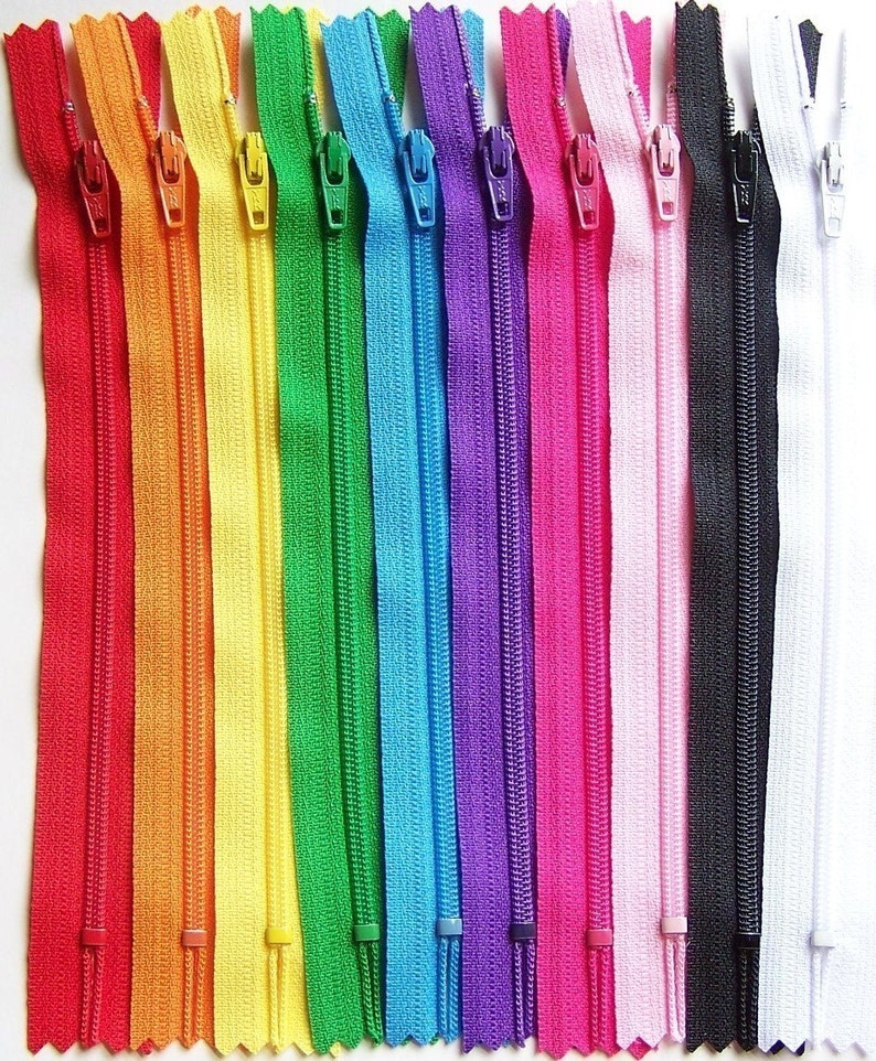 YKK ZIPPERS You Pick 50 7 Inch Mix and Match red orange yellow green blue purple pink black white brown gray image 2
