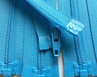 Separating Zippers- Parrot Blue 547- 5 Pieces 3mm Nylon Coil YKK - Available in sizes 5,6,7,8,10 and 14 Inch