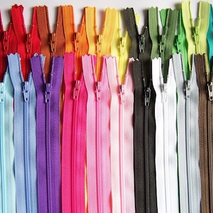 SALE 50 Assorted 9 and 10 Inch YKK Zippers red orange yellow green blue purple pink brown black white image 1