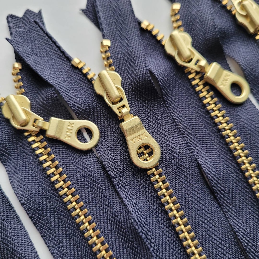 Metal Teeth Zippers YKK Brass Teeth and Donut Pull Dark Navy 860 5