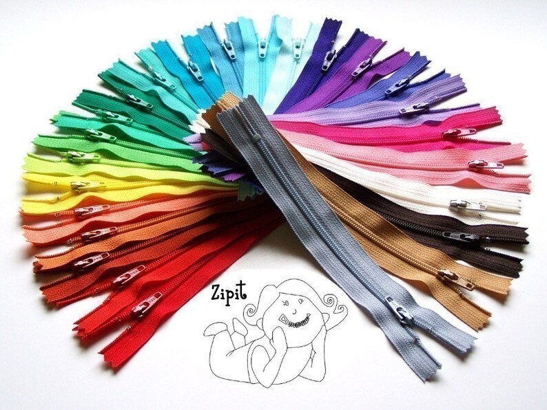 Your Choice Of 25 9 Inch YKK Zippers Mix and Match red orange yellow green blue purple pink brown black white grey image 3
