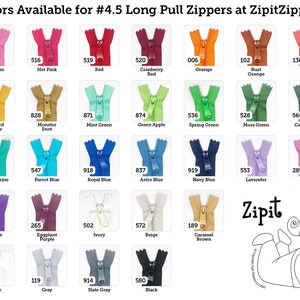100 Zippers Ykk 4.5mm Purse Zippers with Long Handbag Pulls Your Choice of Colors available in 9, 12, 14, 16, 18 or 24 inches image 1