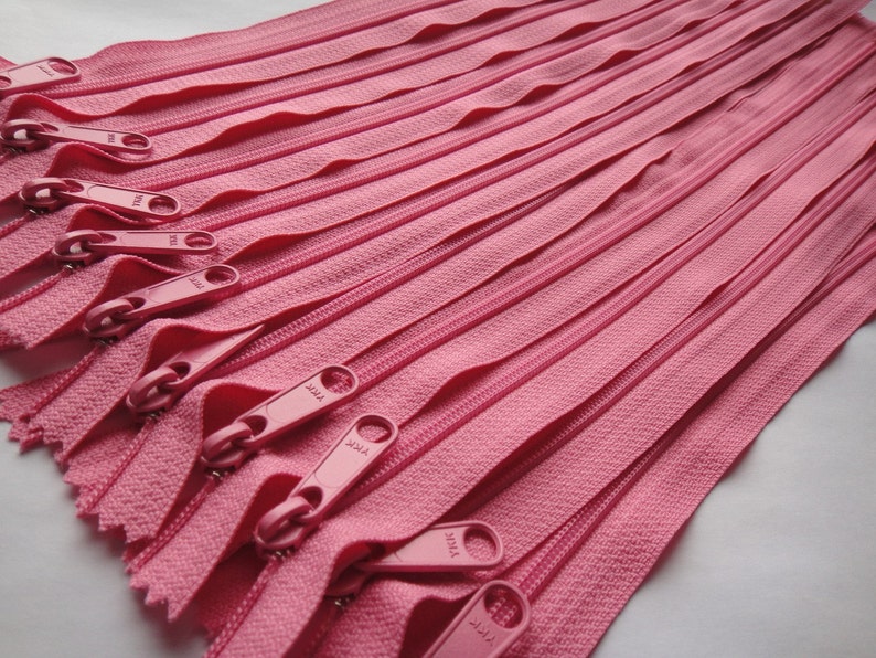 YKK Zippers Long Handbag Pull Purse Zippers Color 515 Princess Pink 5 Pieces Available in 7,8,9,10,12,14,16,18 and 24 inches image 5