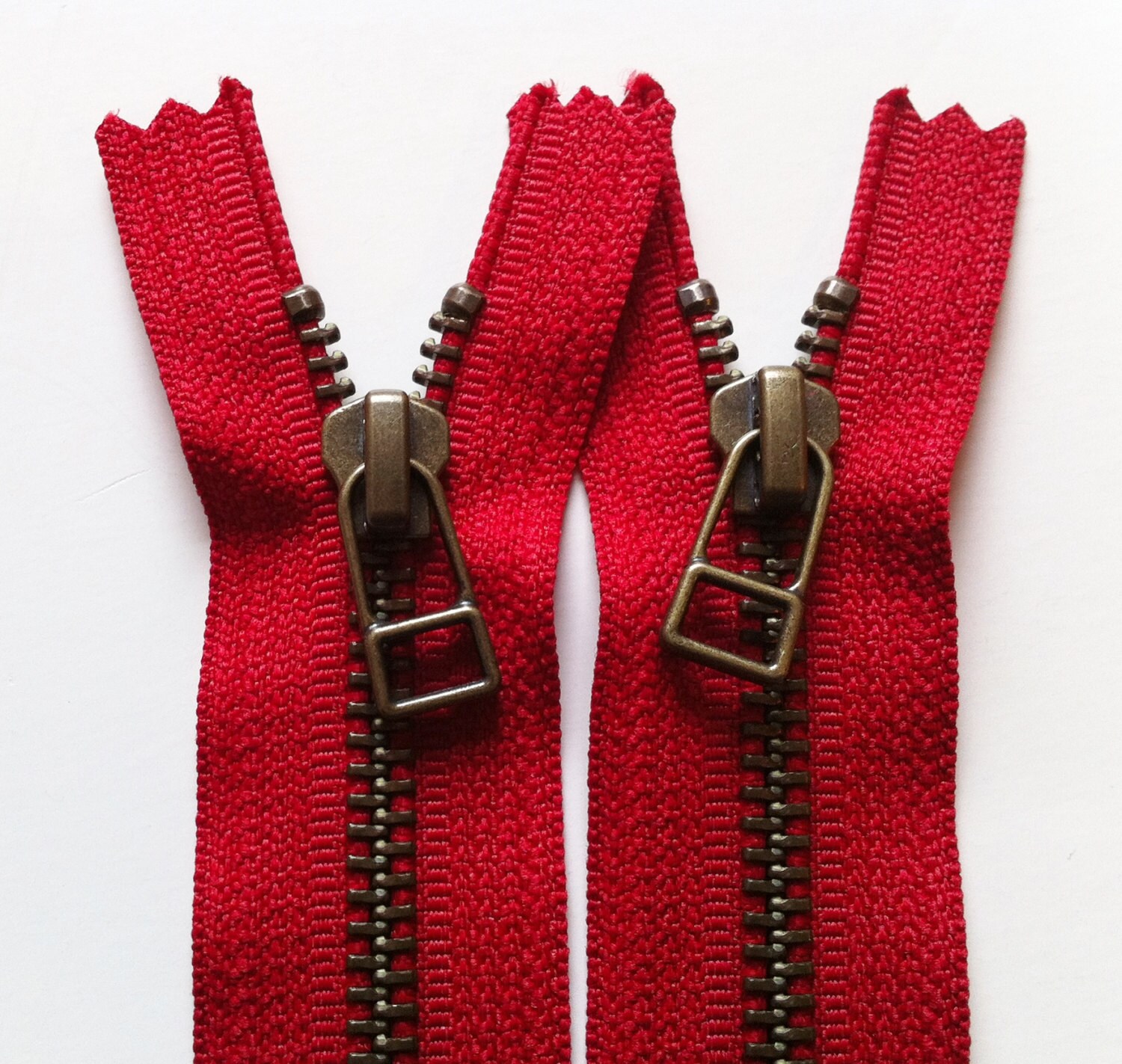 YKK metal zippers with antique brass finish and DHR style pull- (5) p…