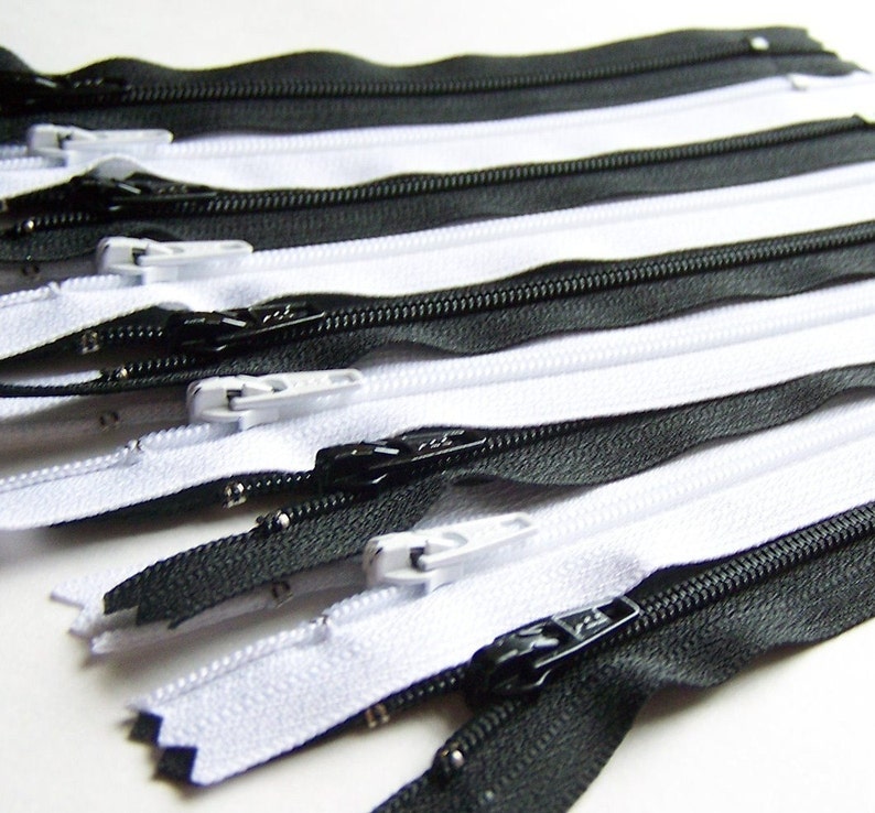 YKK Zipper 6 Inch Black and White Bundle 10 pcs